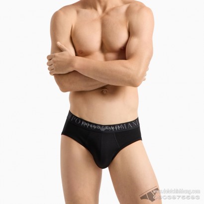 Quần lót nam Emporio Armani Rubber Pixel Logo Brief Black